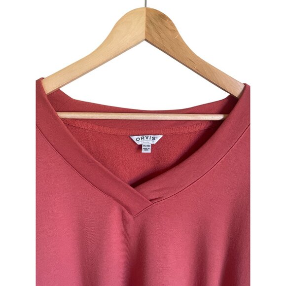 ORVIS XXL Orange V-Neck Ultrasoft Sweatshirt Modal Blend Athleisure Outdoor Clas - Picture 6 of 8